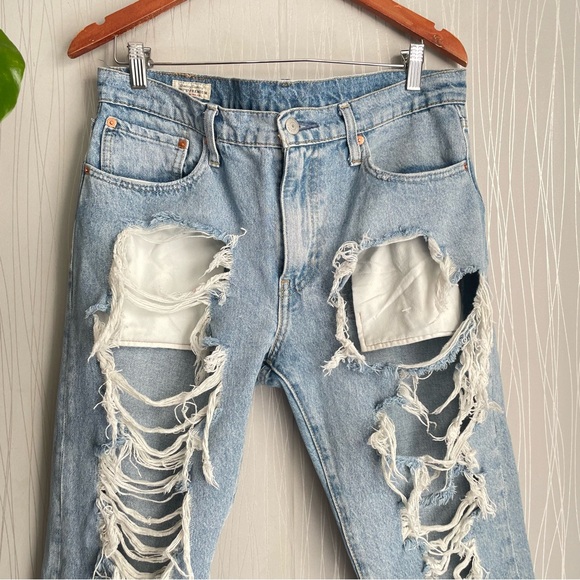 Levi’s 502 Hi-Ball Distressed Jeans Men’s W33 Tapered Streetwear Ripped Denim - Picture 4 of 14